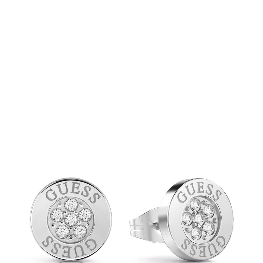 Guess Guess Party Silver Stud Earrings New