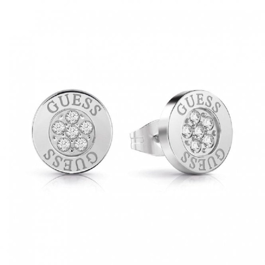 Guess Guess Party Silver Stud Earrings New