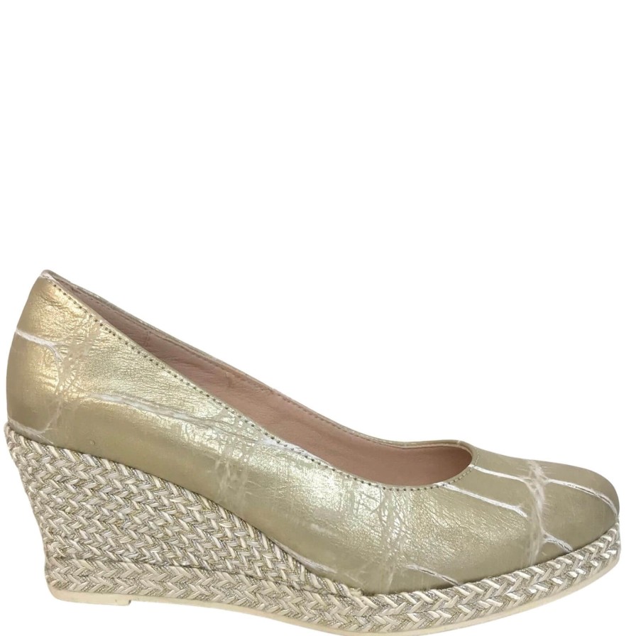 Jose Saenz Jose Saenz Gold Leather Wedge Shoes Wholesale