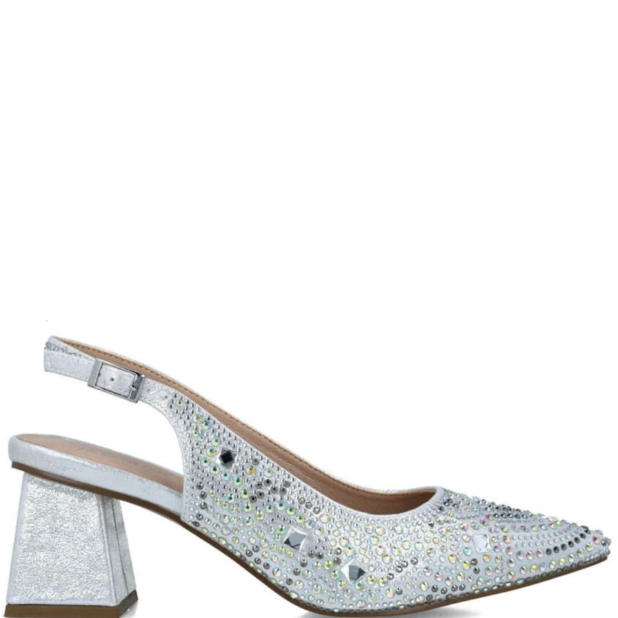 Menbur Menbur Silver Jewelled Sling Back Shoe Online