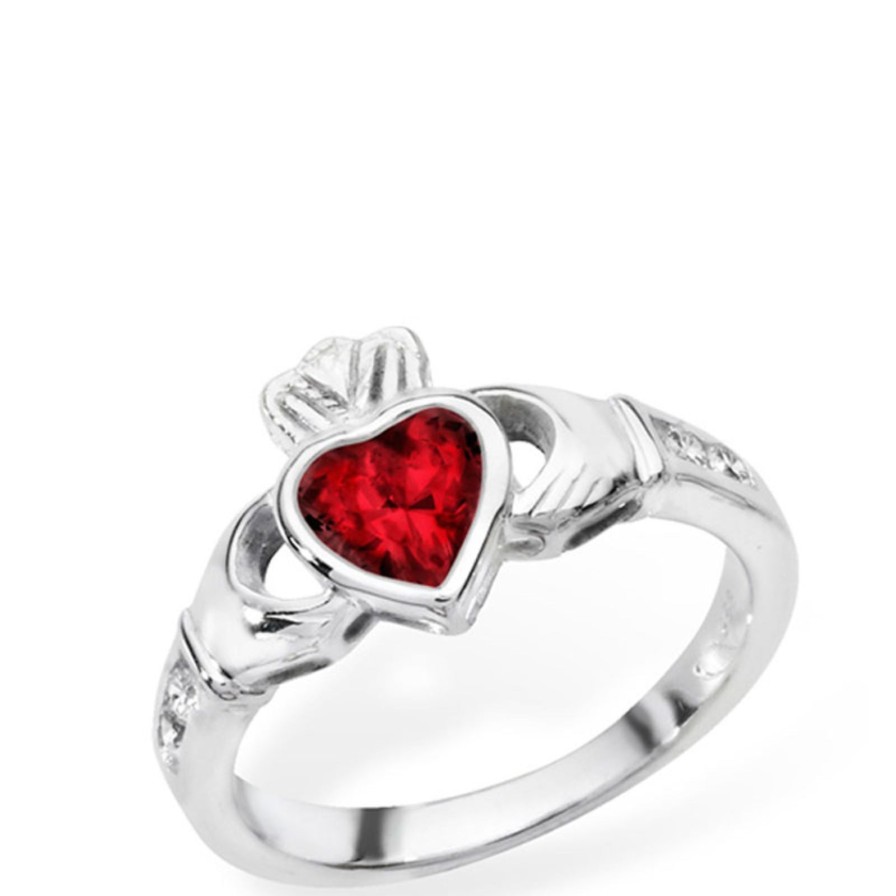 Bejeweled At Soul Sterling Silver Claddagh Birthstone Ring - January Hot