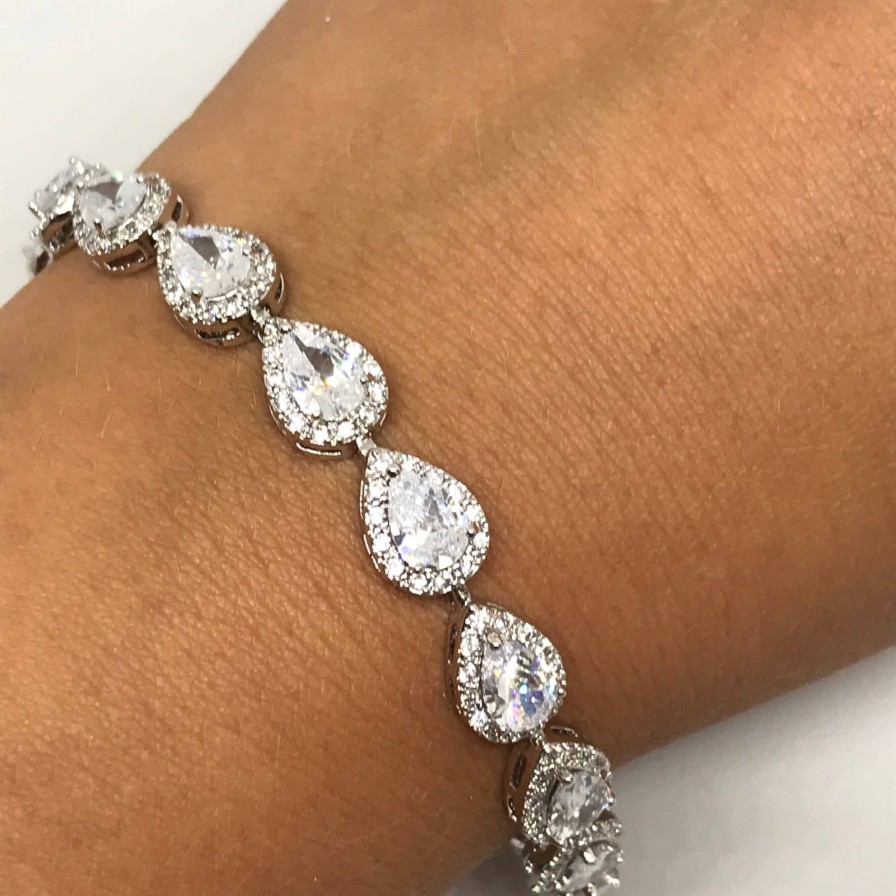 Absolute Absolute Silver Pear Drop Crystal Bracelet Clearance