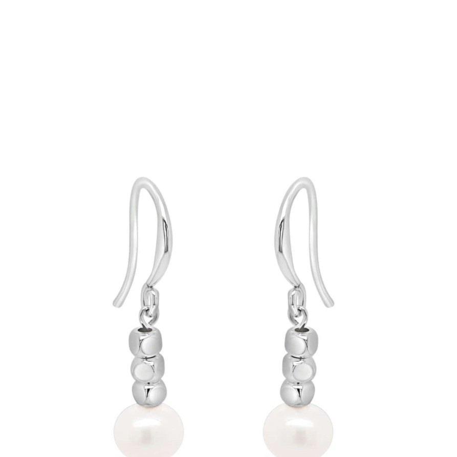 Absolute Absolute Silver & Pearl Drop French Hook Earrings Wholesale