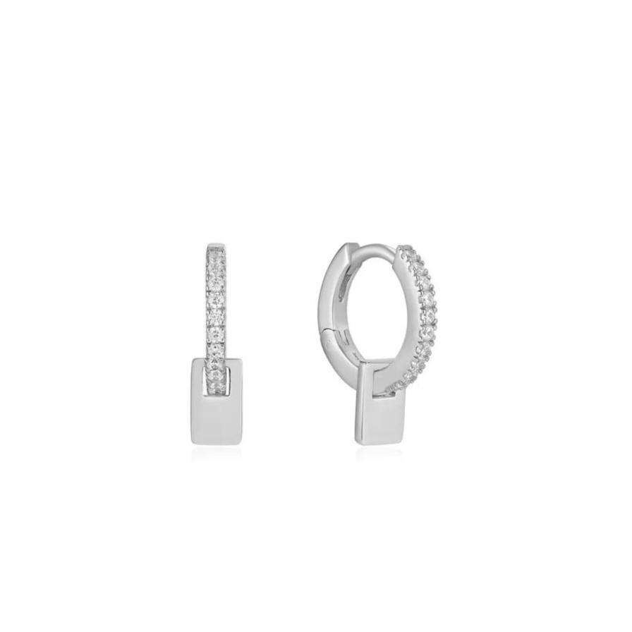 Ania Haie Ania Haie Glam Pendant Silver Huggie Hoop Earrings Clearance