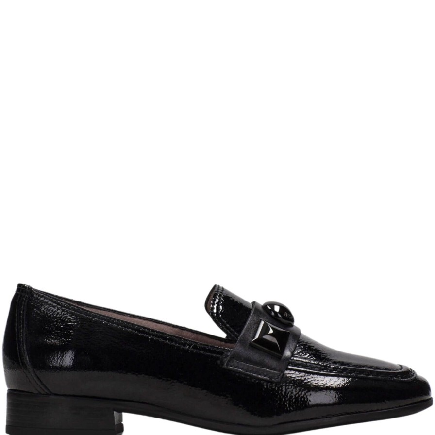 Hispanitas Hispanitas Black Patent Leather Slip On Loafers Clearance