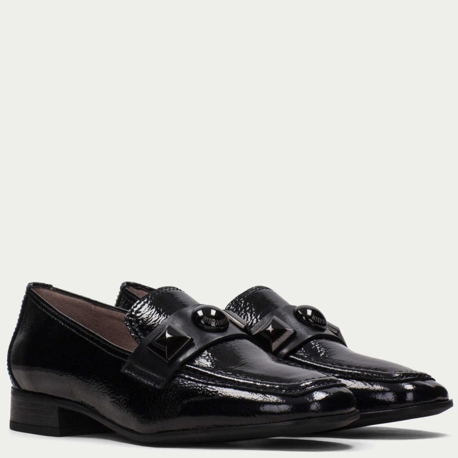 Hispanitas Hispanitas Black Patent Leather Slip On Loafers Clearance