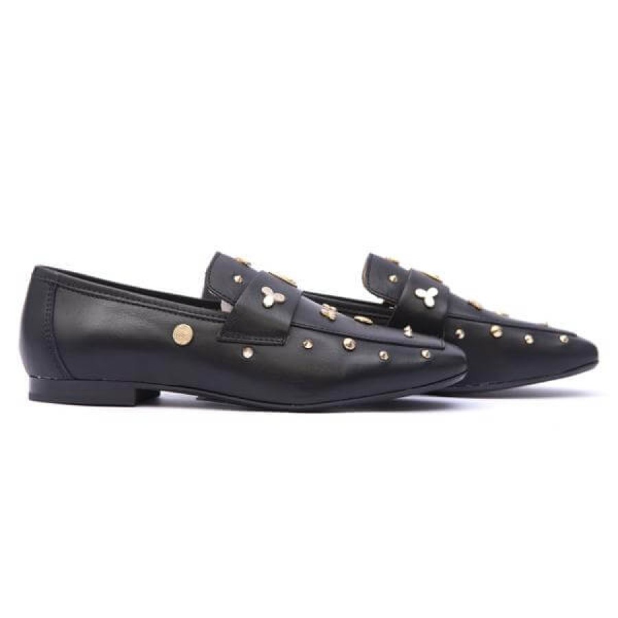 Alpe Alpe Black Studded Loafers Hot