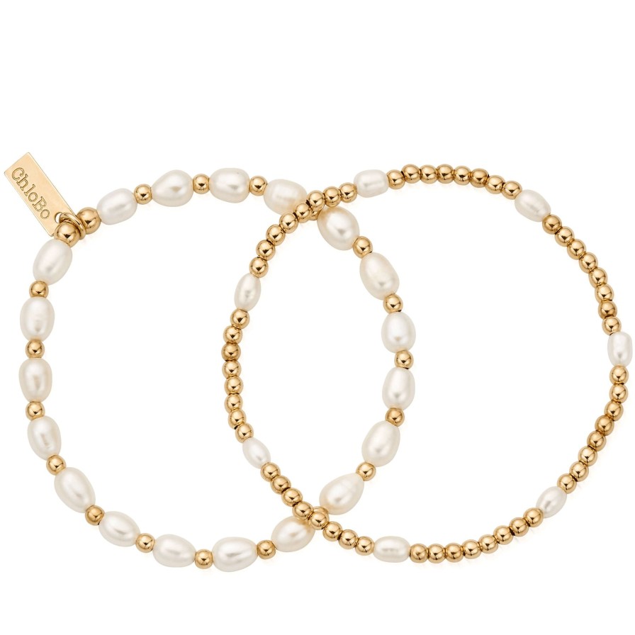 ChloBo Chlobo Pearl Bracelet Set - Gold Online