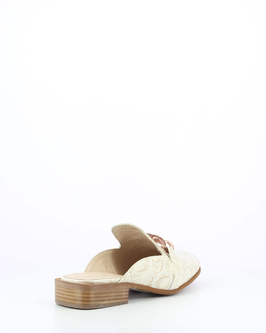 Wonders Wonders Beige Leather Slip On Mules Wholesale