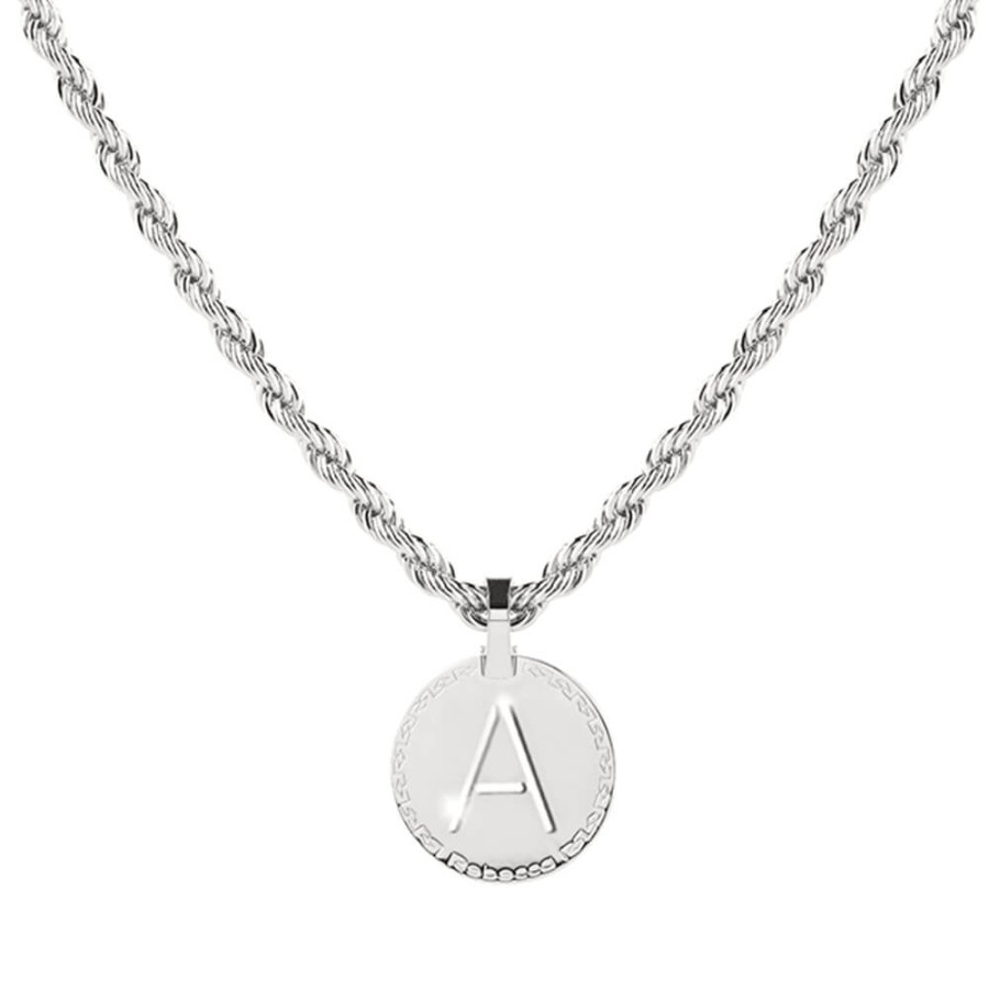 Rebecca My World Rebecca My World Silver Large Initial & Twisted Rope Chain Necklacea Best