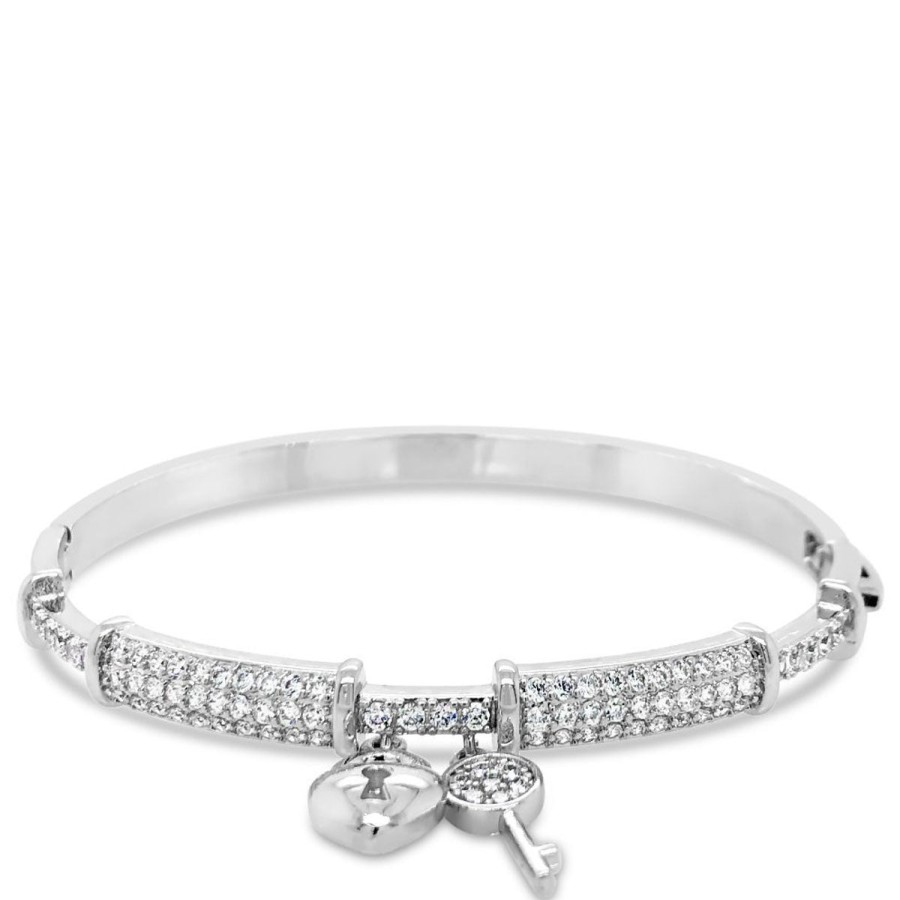 Absolute Absolute Silver Heart & Key Bangle Hot