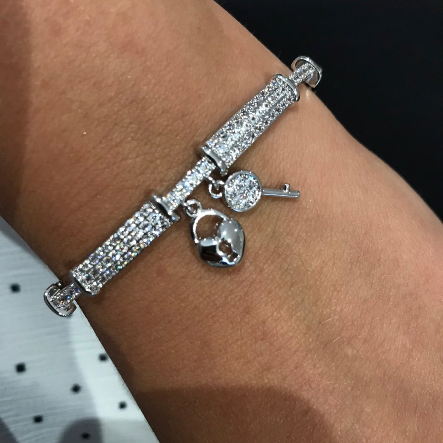 Absolute Absolute Silver Heart & Key Bangle Hot