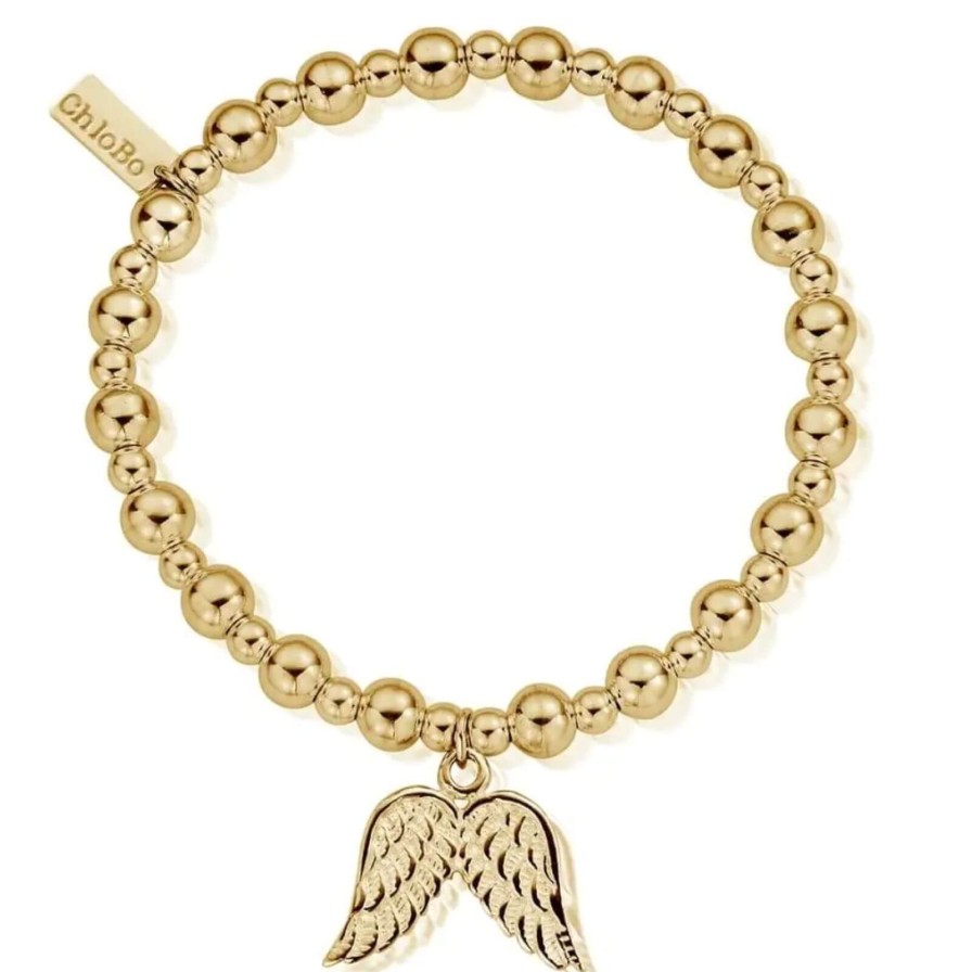 ChloBo Chlobo Small Ball Double Angel Wing Bracelet - Gold Hot