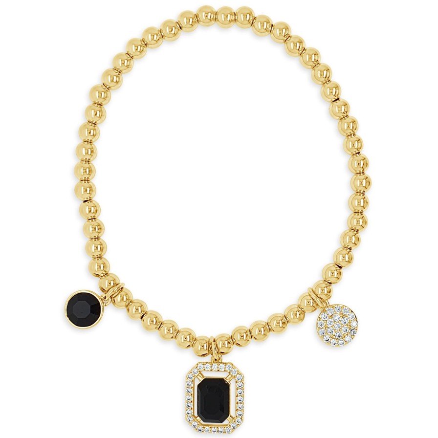 Absolute Absolute Gold Black Square Pendant Beaded Bracelet Best