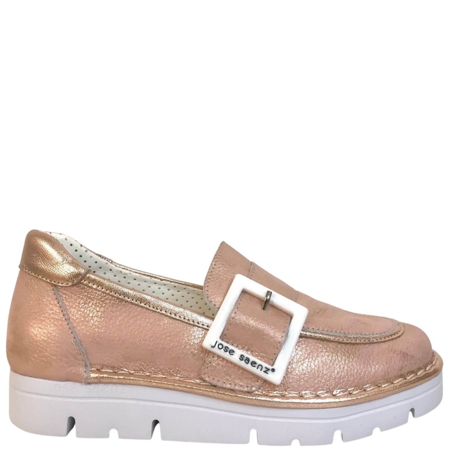 Jose Saenz Jose Saenz Nude Leather Buckle Loafers Hot