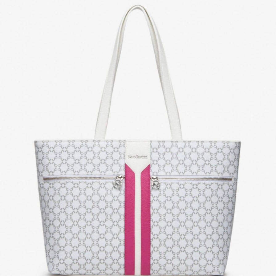 Nero Giardini Nerogiardini White & Pink Pattern Tote Bag Hot