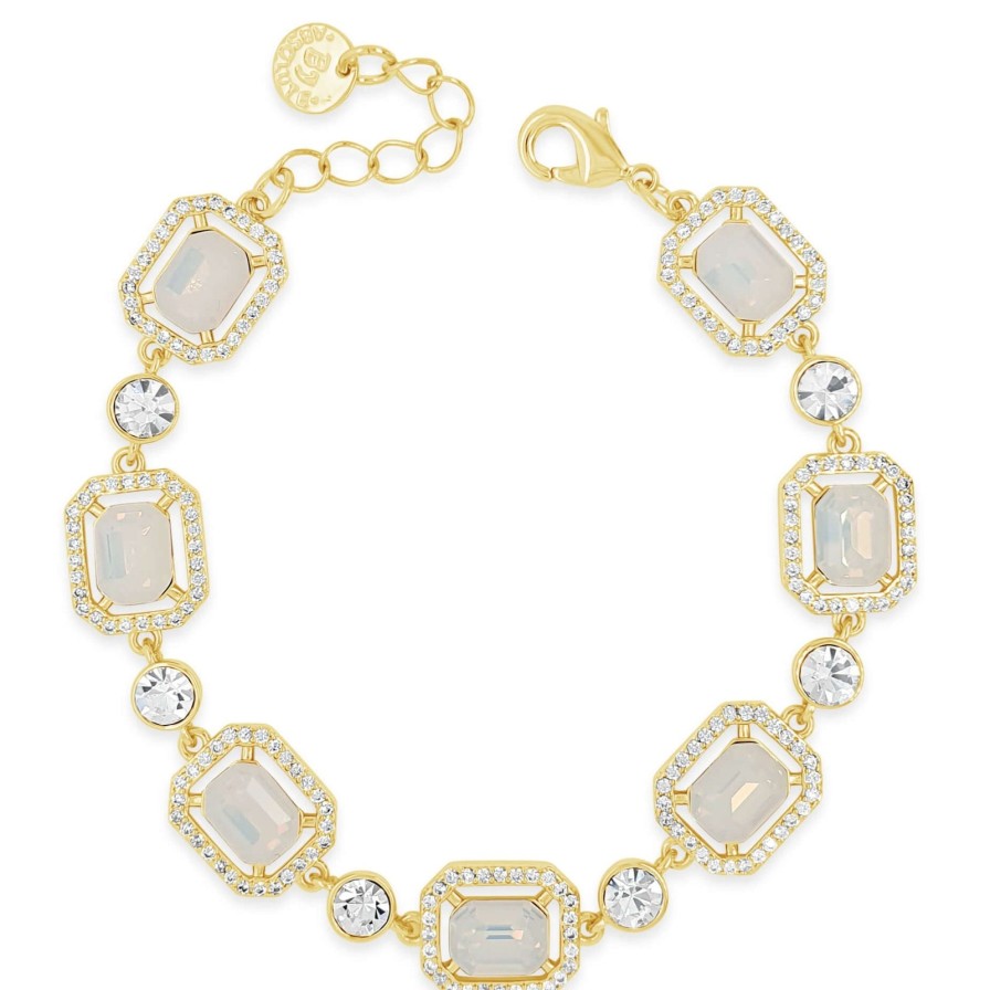 Absolute Absolute Gold & Rectangle White Opal Bracelet Clearance