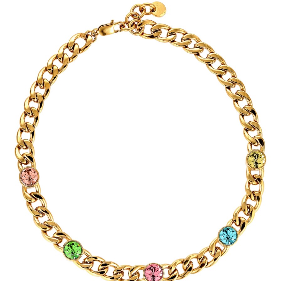 Dyrberg Kern Dyrberg Kern Angelina Gold Chunky Curb Chain Necklace - Pastel Clearance