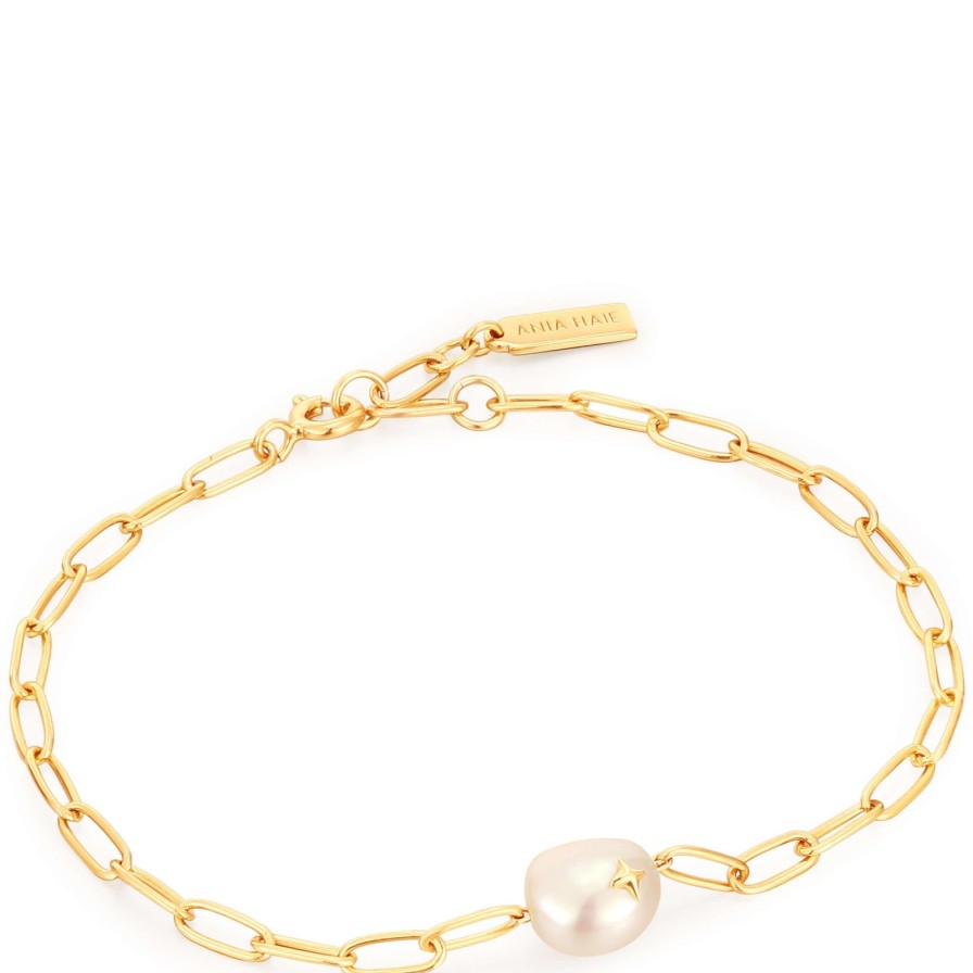 Ania Haie Ania Haie Pearl Sparkle Chunky Chain Gold Bracelet Hot