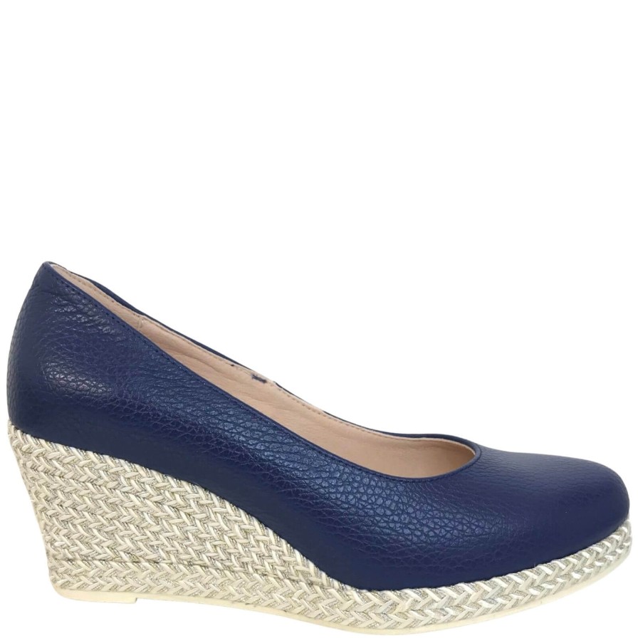 Jose Saenz Jose Saenz Navy Leather Wedge Shoes Online