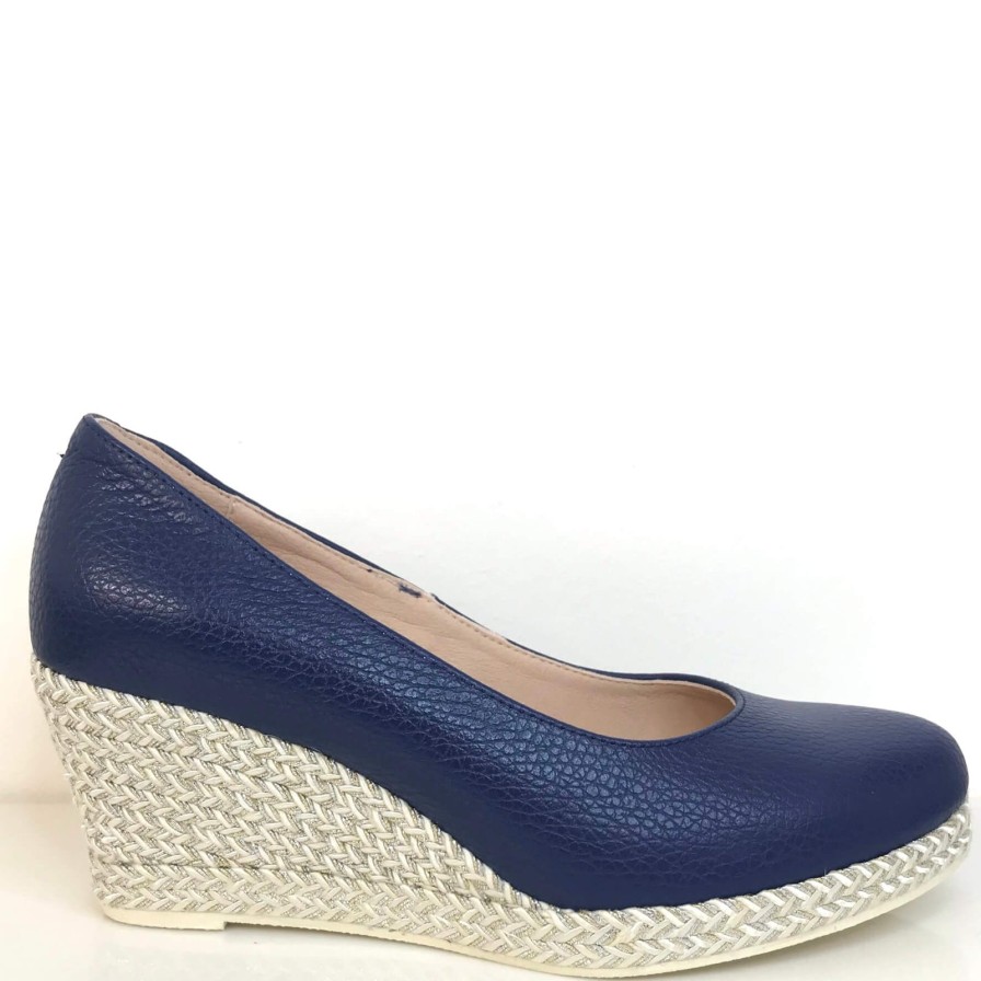 Jose Saenz Jose Saenz Navy Leather Wedge Shoes Online