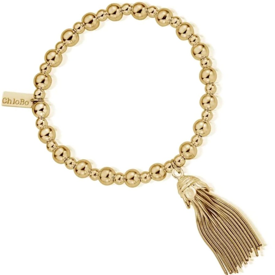 ChloBo Chlobo Mini Small Ball Tassel Bracelet - Gold Hot