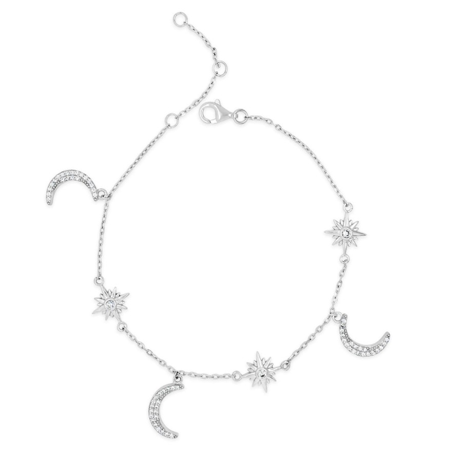 Absolute Absolute Sterling Silver Moon & Star Bracelet Online