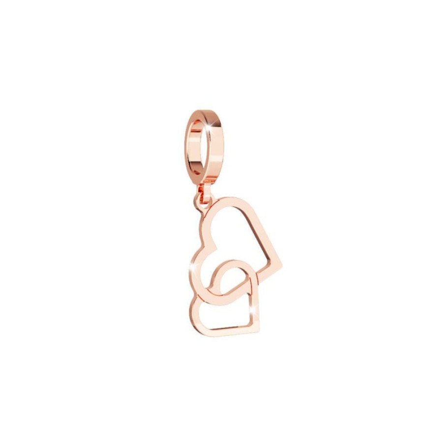 Rebecca My World Rebecca My World Rose Gold Double Heart Charm Clearance