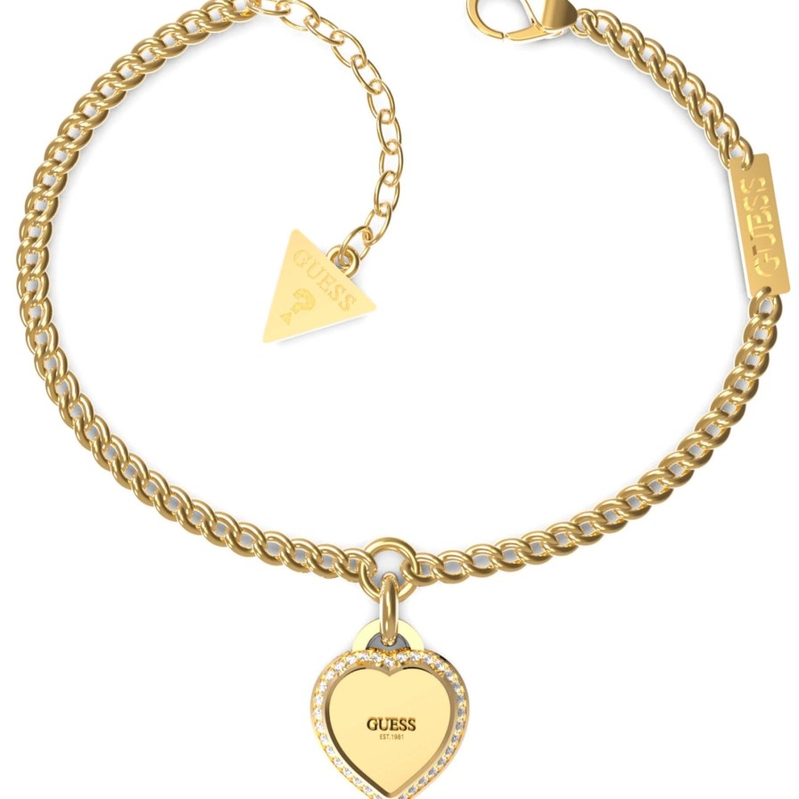 Guess Guess Gold Fine Heart Bracelet Clearance