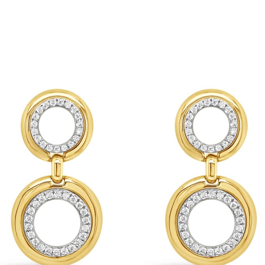 Absolute Absolute Gold Double Circle Drop Earrings Hot