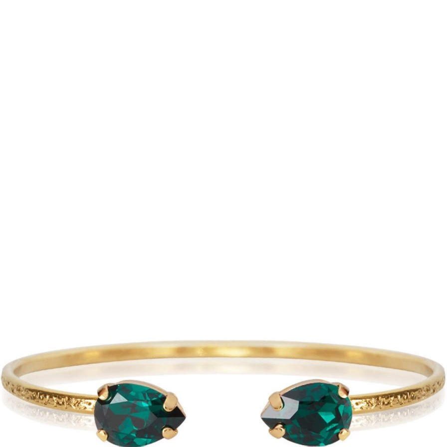 Caroline Svedbom Caroline Svedbom Gold Petite Drop Bangle - Emerald Wholesale