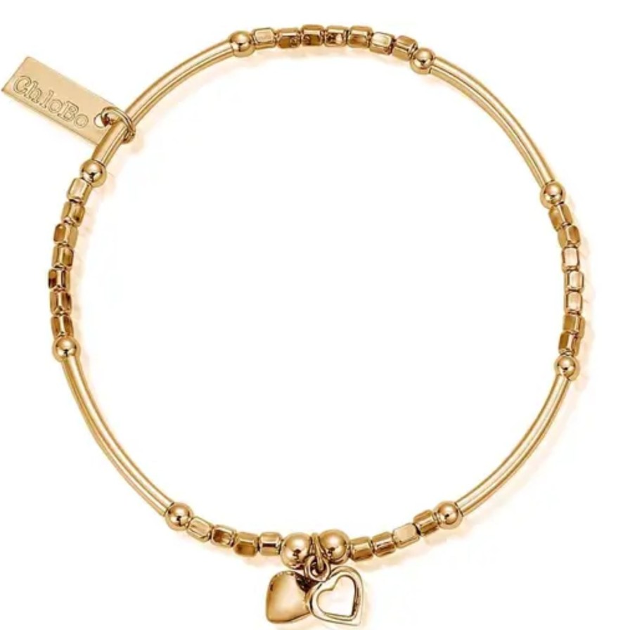 ChloBo Chlobo Cube Double Heart Bracelet - Gold Online