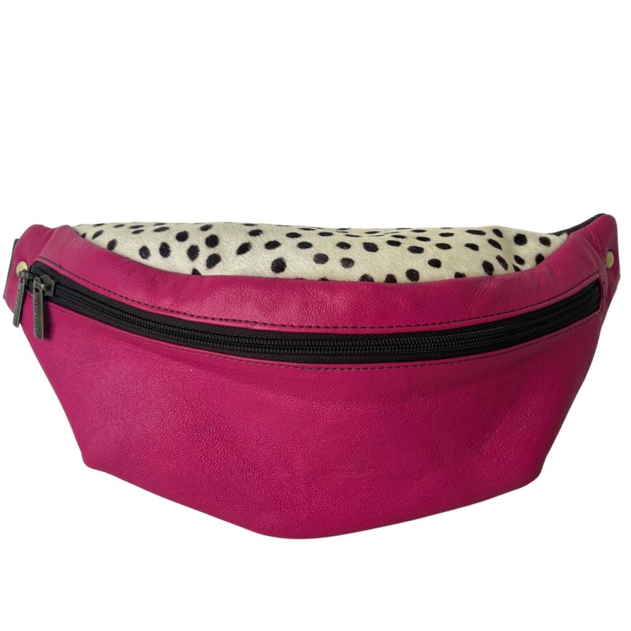 Soruka Soruka Marley Leather Belt Bag - Fuchsia Pink/Dot Clearance