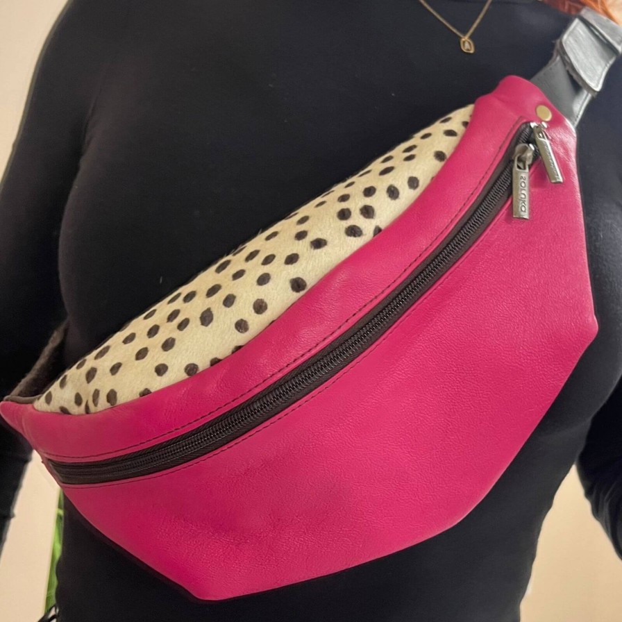 Soruka Soruka Marley Leather Belt Bag - Fuchsia Pink/Dot Clearance