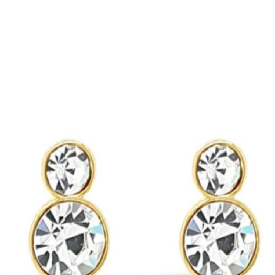 Absolute Absolute Gold Crystal Duo Stud Earrings Best