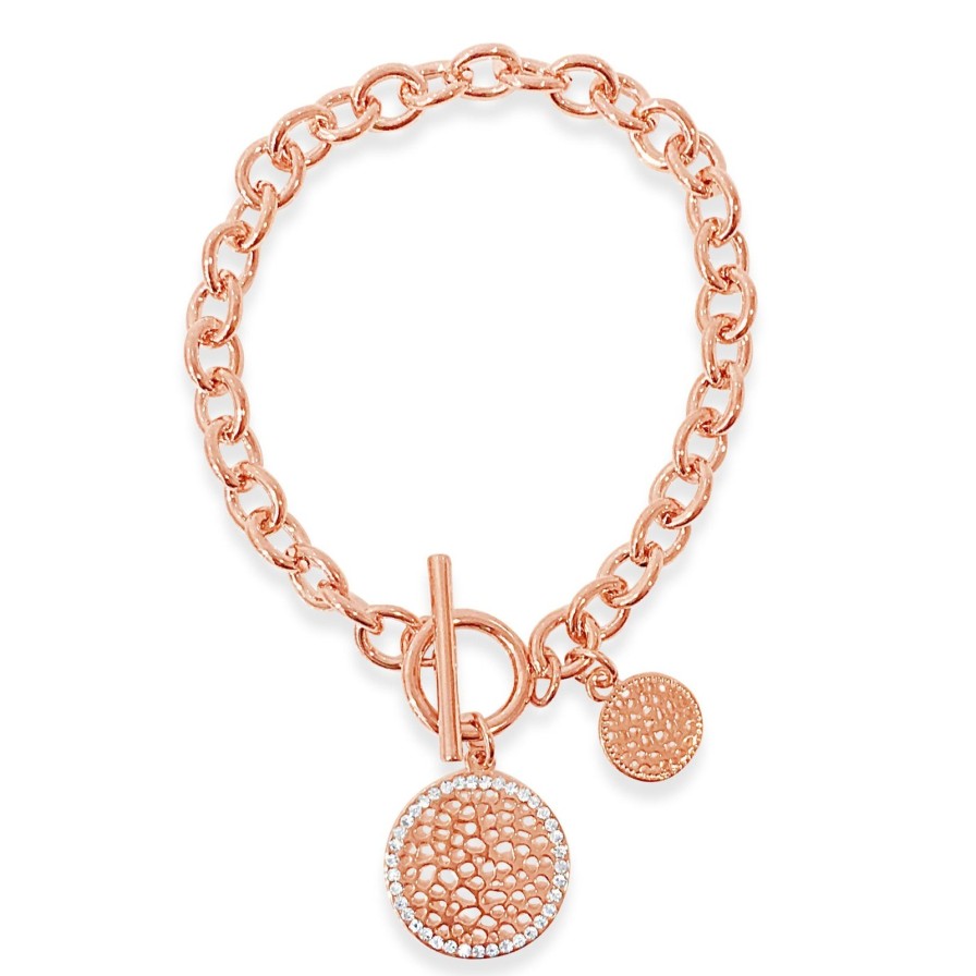 Absolute Absolute Rose Gold Circle Disc Bracelet Clearance