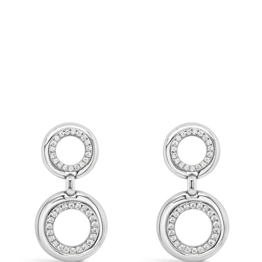 Absolute Absolute Silver Double Circle Drop Earrings Clearance