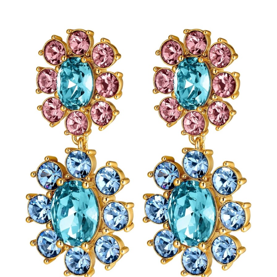 Dyrberg Kern Dyrberg Kern Lina Gold Earrings - Blue/Pink Hot