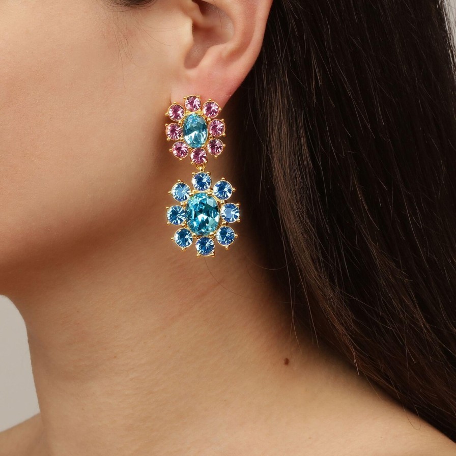 Dyrberg Kern Dyrberg Kern Lina Gold Earrings - Blue/Pink Hot