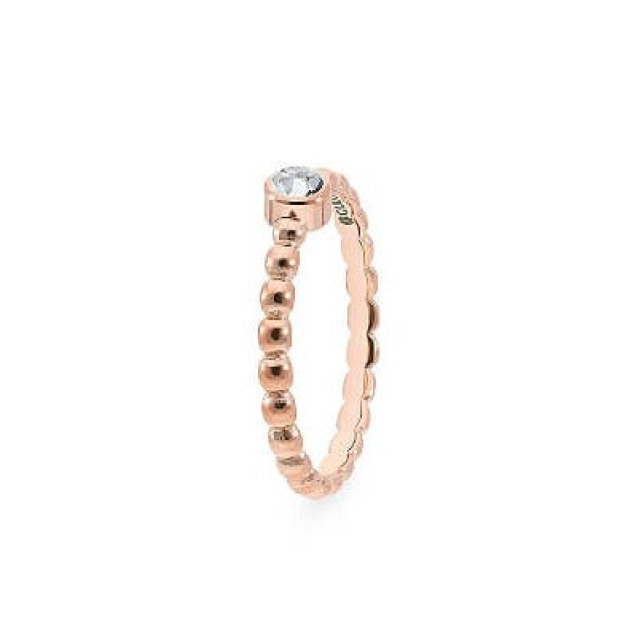 Qudo Qudo Matino Deluxe Rose Gold Ring - Clear Crystal Clearance