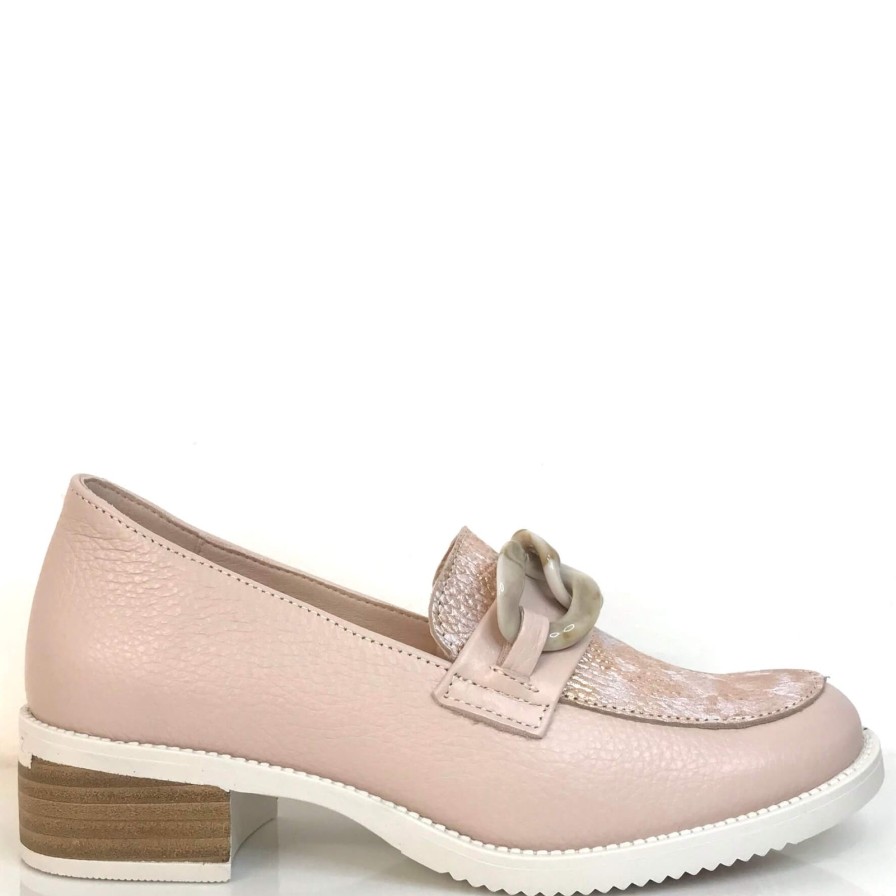 Jose Saenz Jose Saenz Pink Nude Leather Loafers Clearance