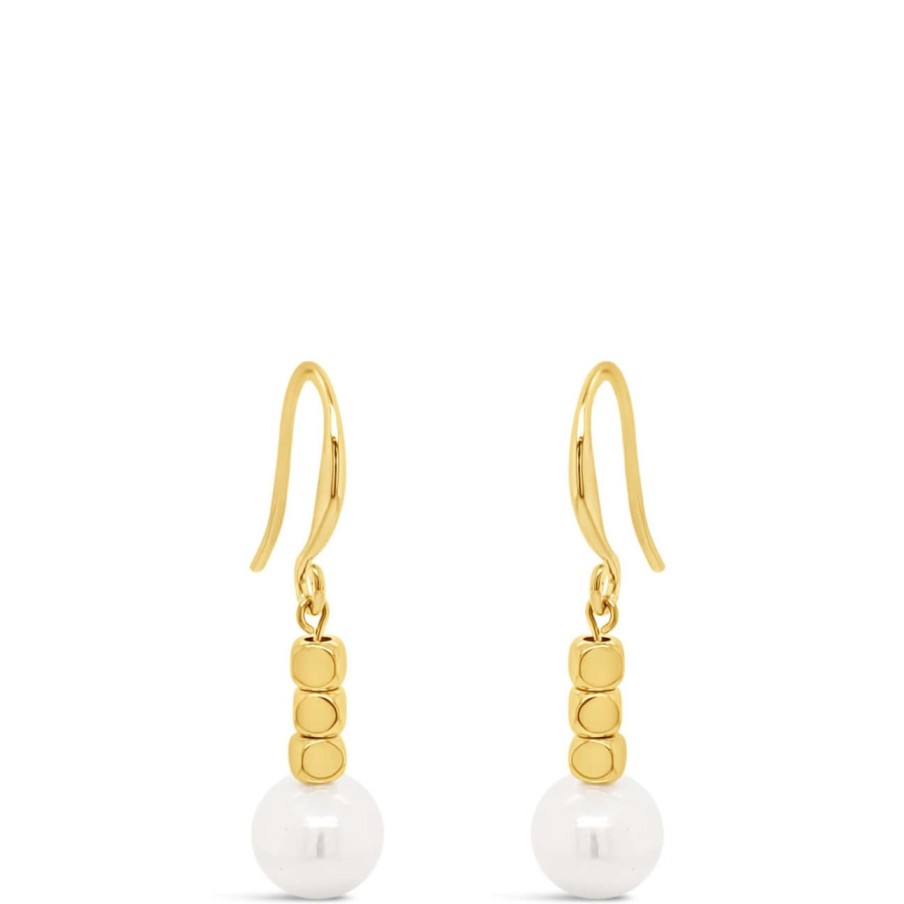 Absolute Absolute Gold & Pearl Drop French Hook Earrings New