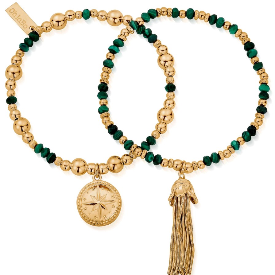 ChloBo Chlobo Forever Wandering Malachite Bracelet Set - Gold Online