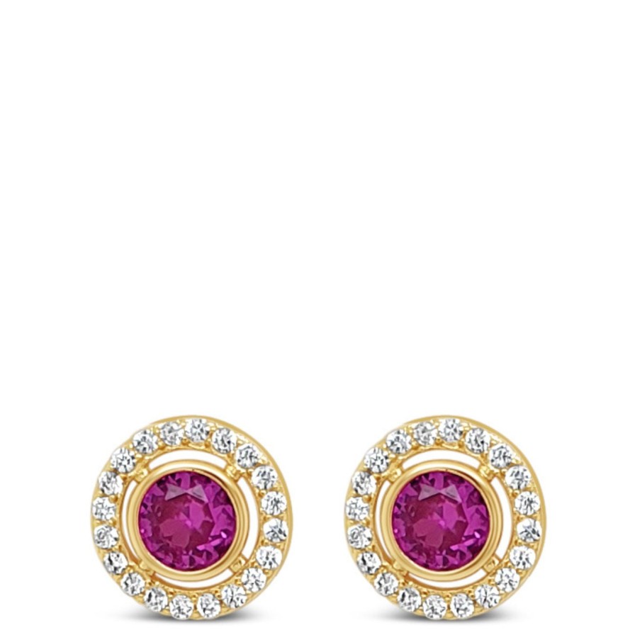 Absolute Absolute Gold & Pink Halo Stud Earrings New