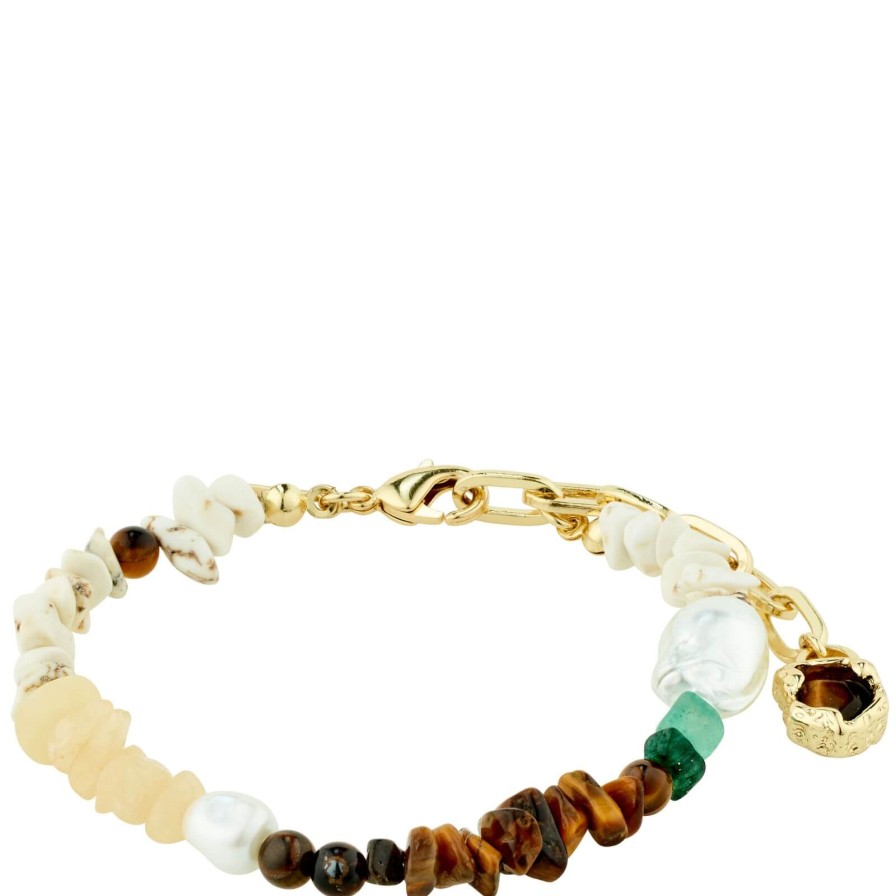 Pilgrim Pilgrim Cloud Gold Semi Precious Bead Bracelet Wholesale