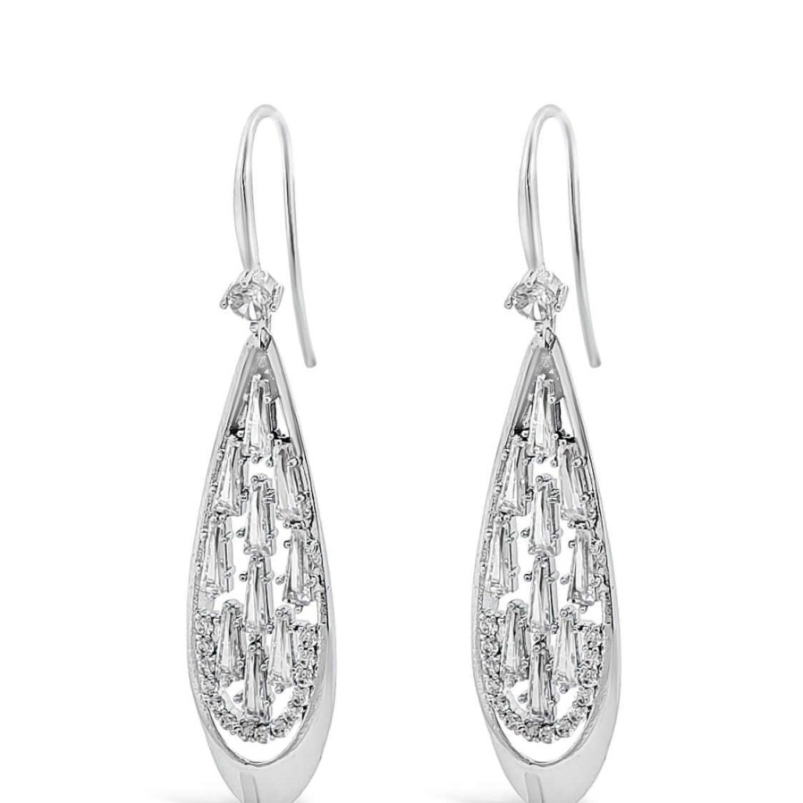 Absolute Absolute Silver Sparkle Long Drop Earrings Hot