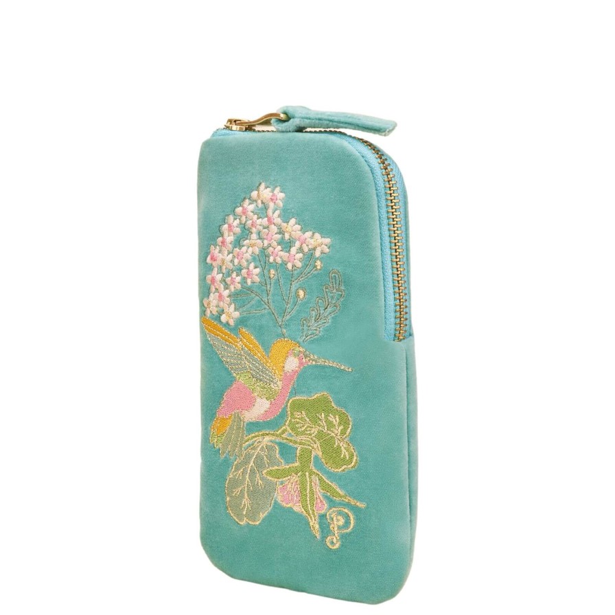 Powder Powder Hummingbird Aqua Velvet Sunglasses Pouch Wholesale