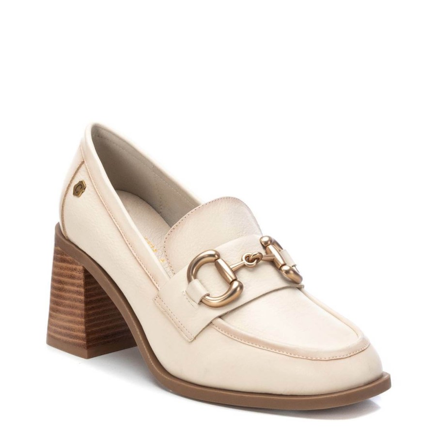 Carmela Carmela Cream Leather High Heeled Loafers Clearance