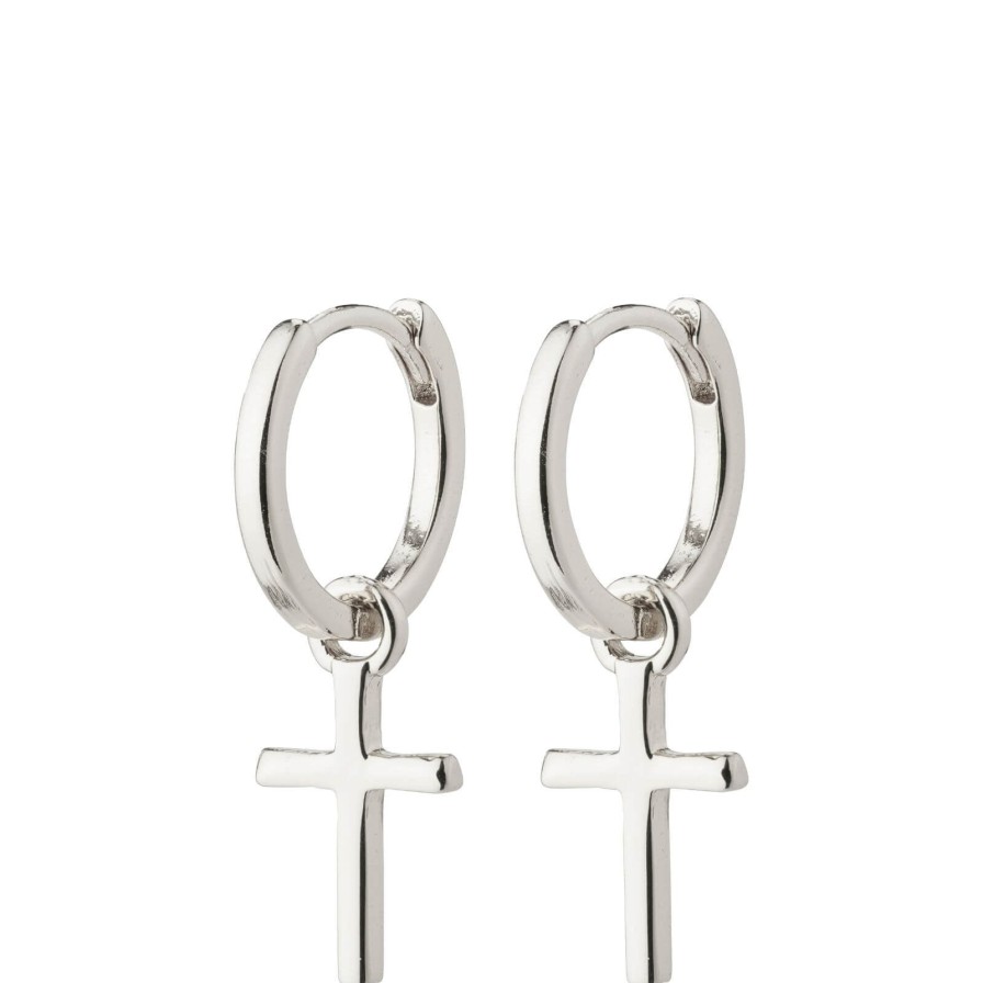 Pilgrim Pilgrim Daisy Silver Cross Hoop Earrings Clearance