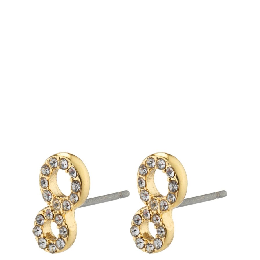 Pilgrim Pilgrim Rogue Gold Crystal Stud Earrings New